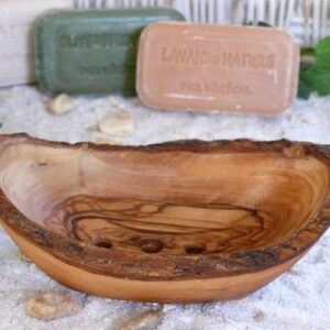 Rustic oval soap dish- olive wood