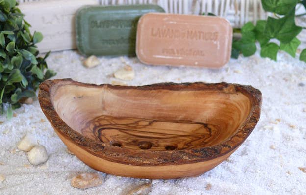 Rustic oval soap dish- olive wood